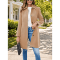 thumbnail image 1 of Women Classic Mid‑Length Lapel Coat Long Sleeve Button Front Casual Outer Coat, 1 of 4