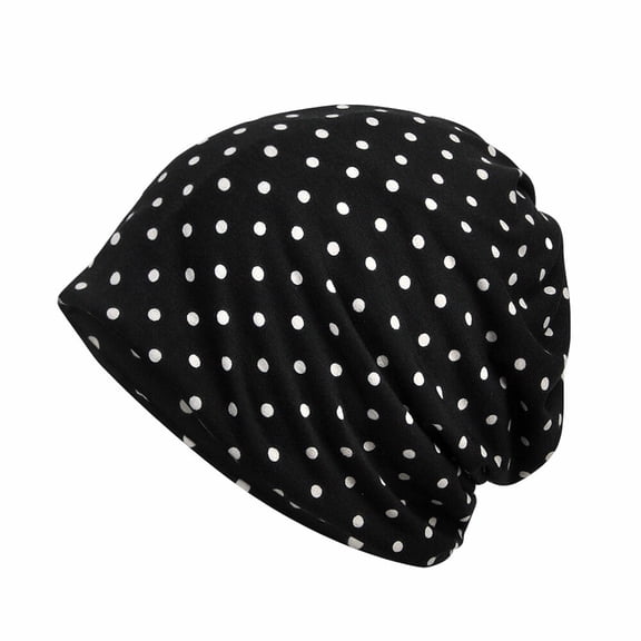 Women Classic Polka Dots Slouchy Beanie Hat Multi-Use Neck Scarf Hats Warm Caps