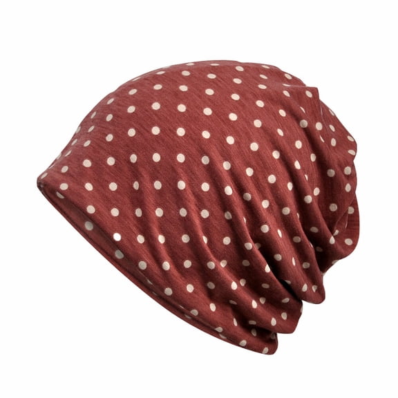 Women Classic Polka Dots Slouchy Beanie Hat Multi-Use Neck Scarf Hats Warm Caps