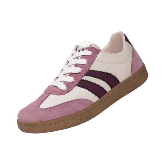 Women Classic Retro Suede and Leather Lace Up Gum Sole Fashion Sneakers Casual Tennis Skate Shoe Comfortable Anti Slip Walking Footwear for Women,Purple 40(US-7.5)