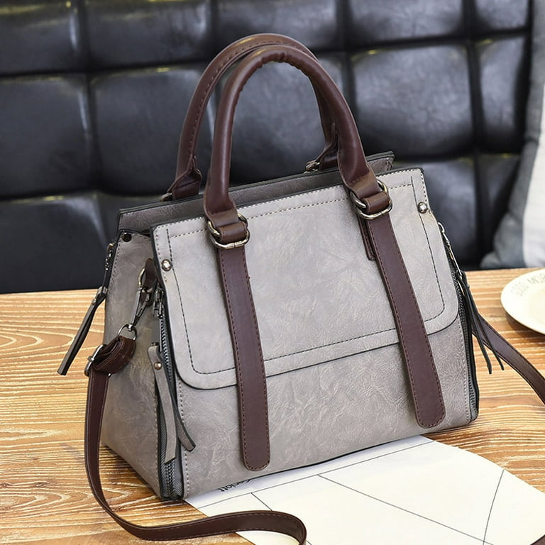 Women Classic Tote Bag PU Leather Lady Casual Handbags Crossbody Bag  Shoulder Bags Women Lady Exquisite Beautiful PU Leather Large Capacity  Casual Handbag Tote Bag Shoulder Bag Crossbody Bag Gray 