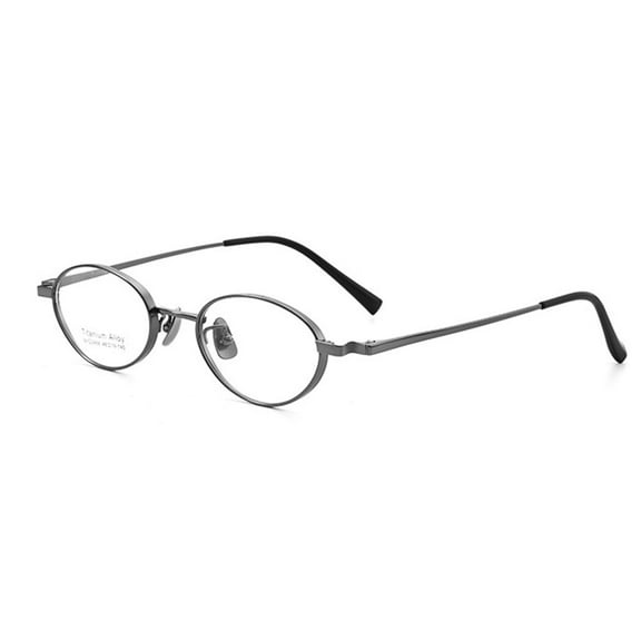 Women Classic Ultra-light Gunmetal Glasses Frame Men Retro Small Oval Titanium Alloy Eyeglasses Frame 48-19-145mm