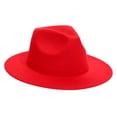 thumbnail image 1 of Women Classic Wide Brim Fedora Hat Soft Wool Blend Felt Jazz Hat Vintage All-Match Dress Hat for Fall Winter Daily Party Travel Outfits Red, 1 of 1
