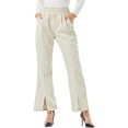 thumbnail image 1 of Women Classic Women PU Leather Trousers Solid Color High Waist Slit Flared Pants Streetwear with Pockets, 1 of 9