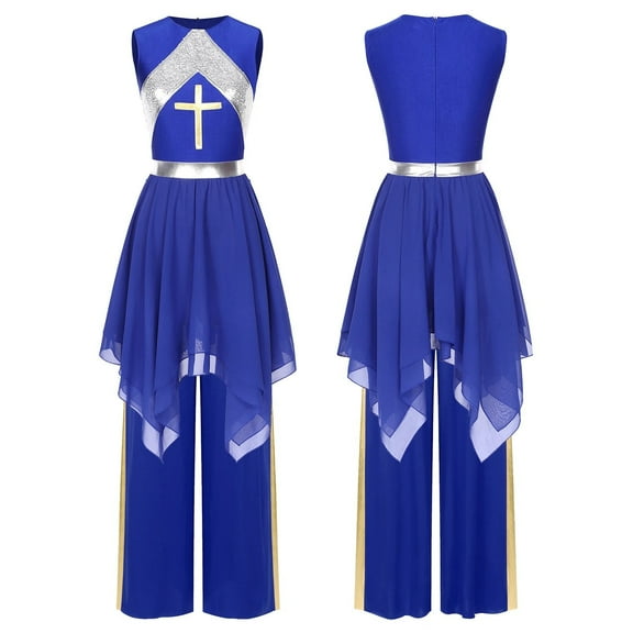 Women Classical Contemporary Lyrical Dance Practice Mesh Liturgical Praise Performance Wear