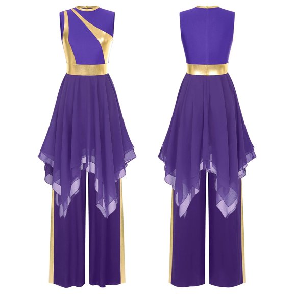 Women Classical Contemporary Lyrical Dance Practice Mesh Liturgical Praise Performance Wear