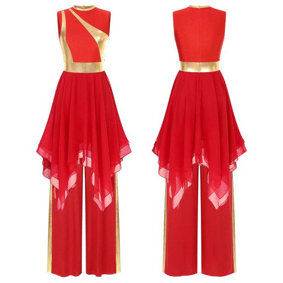 Women Classical Contemporary Lyrical Dance Practice Mesh Liturgical Praise Performance Wear