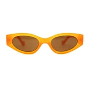Women Classy Thick Temple Mod Cat Eye Plastic Sunglasses Orange Brown