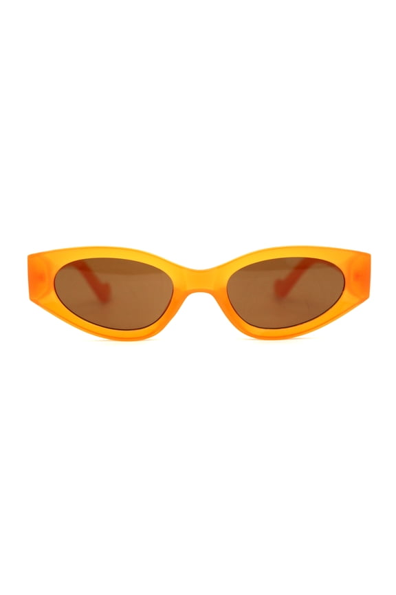 Women Classy Thick Temple Mod Cat Eye Plastic Sunglasses Orange Brown