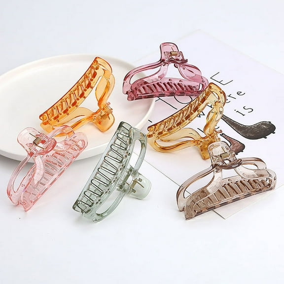 Women Clear Hair Clip Set 6pcs, Large Hair Claw Clips Accessories for Girls Long Curly Hair