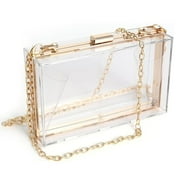 Women Clear Purse Acrylic Clear Clutch Bag, Shoulder Handbag With Removable Gold Chain Strap