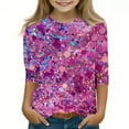 thumbnail image 1 of GaThRRgYP Children's and Girls Clothes Fall,Men's and Women's Casual Shiny Printed Quarter Sleeve Round Neck Children's Top Pullover Base Shirt Purple#4 5 Years, 1 of 5