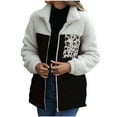 thumbnail image 1 of Women Clearance All 2024! Plus Size Fall Coats for Women, Women Casual Plush Jacket Long Sleeved Loose Round Neck Patchwork Zippered Double-Sided Plush Jacket Gift for Girls Fall, Winter, 1 of 3