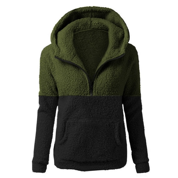 Women Clearance All 2024! Plus Size Fall Coats for Women, Women Hooded Sweater Coat Winter Warm Wool Zipper Coat Cotton Coat Outwear Gift for Girls Fall, Winter Gift for Women