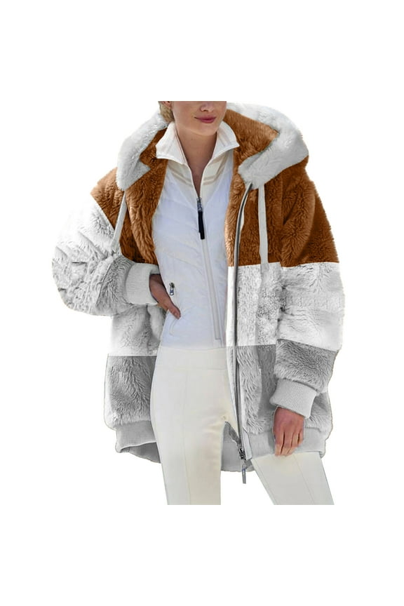 Women Clearance All 2024! Plus Size Winter Coats for Women, Fashion Womens Warm Faux Coat Jacket Winter Zipper Long Sleeve Outerwear Shacket Jacket for Fall, Winter Gift for Women