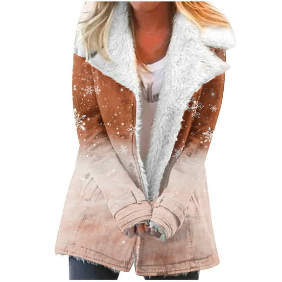 Women Clearance All 2024! Plus Size Winter Coats for Women, Women Plus Size Winter Warm Composite Plush Button Lapels Jacket Outwear Coat Shacket Jacket for Fall, Winter Gift for Women