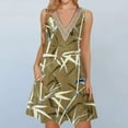 thumbnail image 1 of Women Clearance All 2025!Viikei Women's Slim-Fit Short Sleeve Dress,Women's Printed Lace Sleeveless Pocket V-Neck Dress Army Green XXXL, 1 of 5