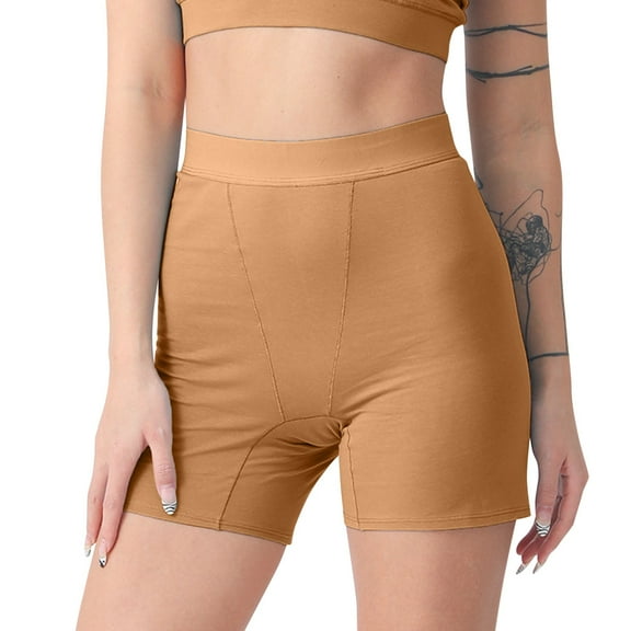 Women Clothing Cqxid525 Seamless Women Underwear Women's High Waisted Shorts for Underwear Anti Chafing Thigh Pants Ladies Panties Brown