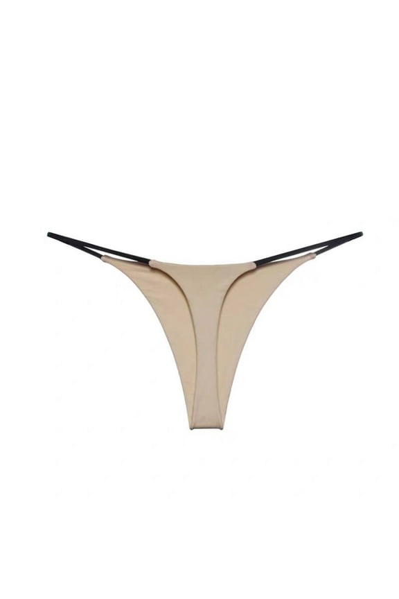 Women Cqxid525 Underwear for Women Women Double Strap Thong Low Waist Double Cotton T Shape Panties Soft Strech Ladies Breathable Beige
