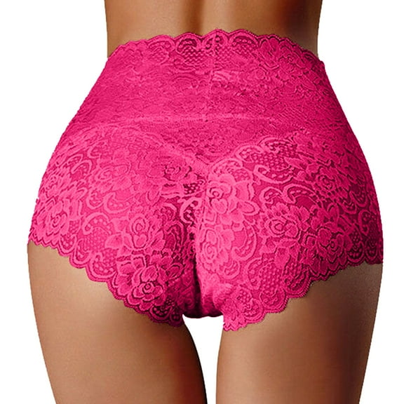 Women Clearance Cqxid525 Womens Underwear Cotton Hipster Panties New High Waist Underwear Women's Thin Hollow Lace Ladies Panties Pure Cotton Crotch Large Size Belly Briefs Full Coverage Briefs Red