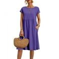 thumbnail image 1 of Women Clothing Dresses for Women 2025 Summer Cotton Linen Solid Gauze Dress Loose Casual Beach Vacation Flowy Midi Dress with Pockets, 1 of 8