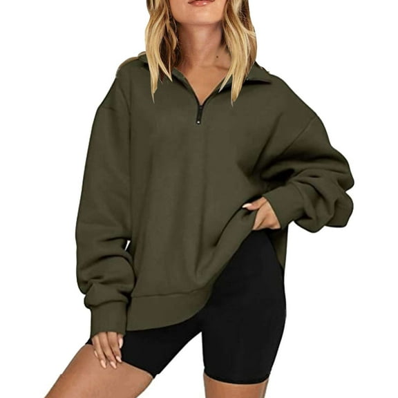 Women Clothing Graphic Sweatshirts for Women Women Long Sleeve Oversized Half Zip Pullover Sweatshirt Hoodie Sweater Trendy Fall Sweatshirt Blouse Clothes