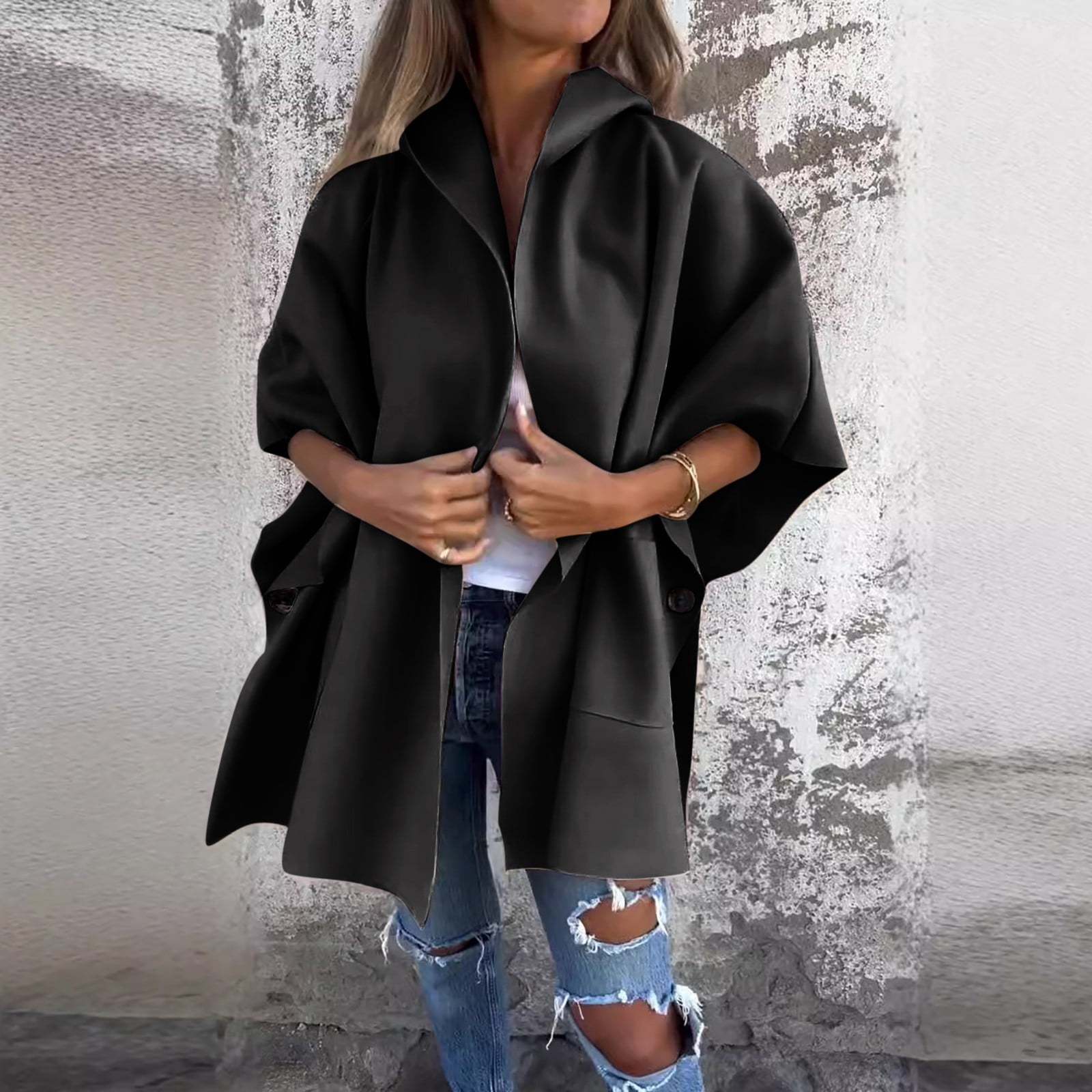 Women Clearance Plus Size Coat Women's /winter Lapel Cape Trench