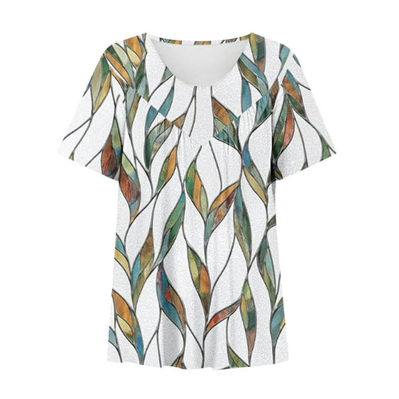 Women Clearance Shirts Plus Size Short Sleeve V-Neck Blouse Pullover Tee Tops