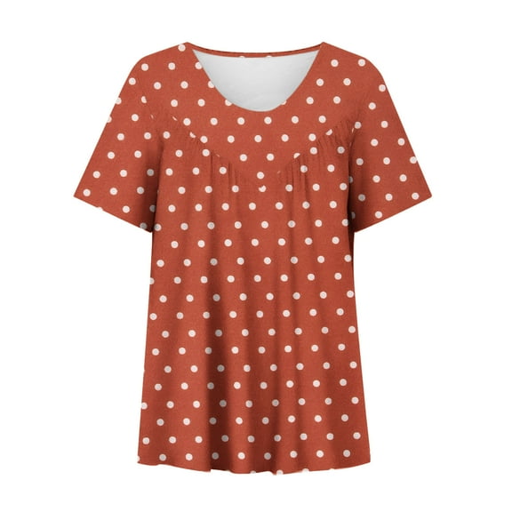 Women Shirts Plus Size Short Sleeve V-Neck Blouse Pullover Tee Tops