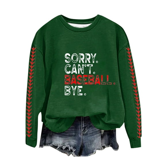 Women Clearance Women'S Sweatshirts Women's Baseball Printed Crew Neck Multi Color Multi Size Crew Neck Hoodless Long Sleeve Sweatshirt