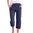 thumbnail image 1 of Women Clothing Women's Casual Pants Women's Fashion Casual Loose Drawstring Drawstring Solid Color Large Size Three Quarter Casual Pants Women Casual Pants, 1 of 5
