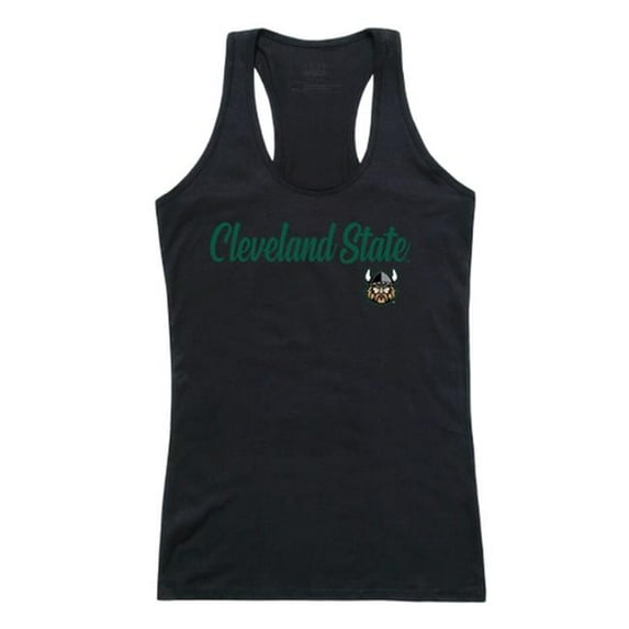 Women Cleveland State University Script Tank T-Shirt, Black - 2XL