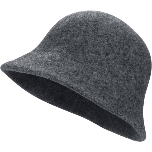 Women Cloche Bucket Hat Vintage Faux Wool Felt Hat Winter Warm Church Bowler Cap Ladies Fedora Fall Bell Round Cap