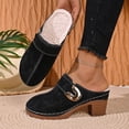 Women Closed Toe Fleece Lined Mule Clogs Slip On Shoes Curved Metal ...