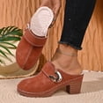 Women Closed Toe Fleece Lined Mule Clogs Slip On Shoes Curved Metal ...