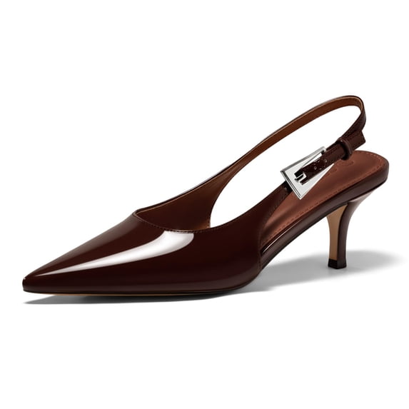 Women Closed-Toe, Pointed-Toe Slingback Pumps — Kitten-Heel Formal Footwear