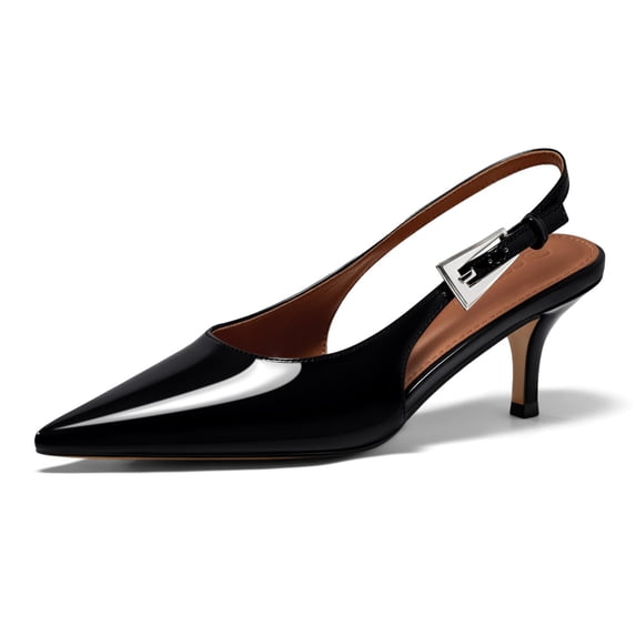 Women Closed-Toe, Pointed-Toe Slingback Pumps — Kitten-Heel Formal Footwear