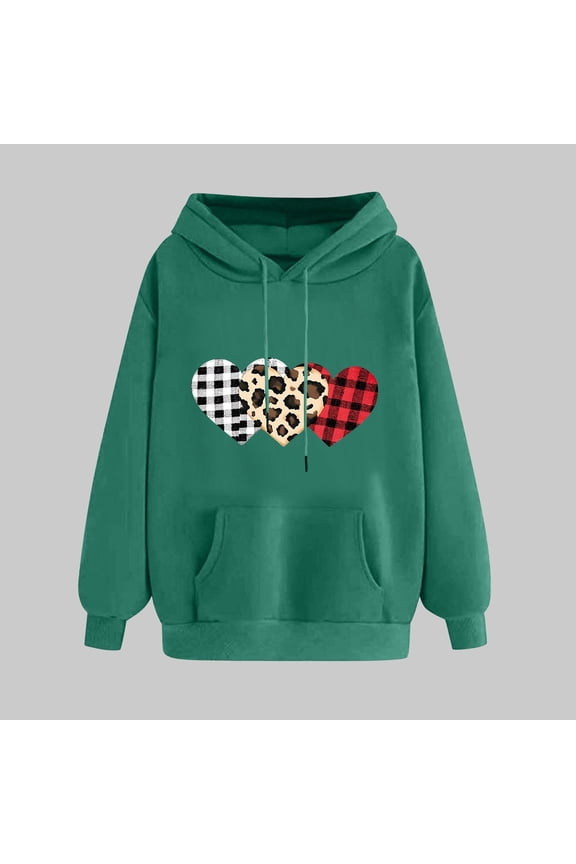 Women Clothes Trendy Clothes Ndbuld Women's Print Winter Hoodie Pullover Tops Long Sleeved Comfortable Sweatshirt ,Army Green,L