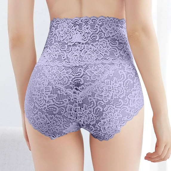 Women Clothing Clearance Sale High-Waisted Underwear for Women High Cut Womens Underwear Plus Size Underwear for Women(Purple)