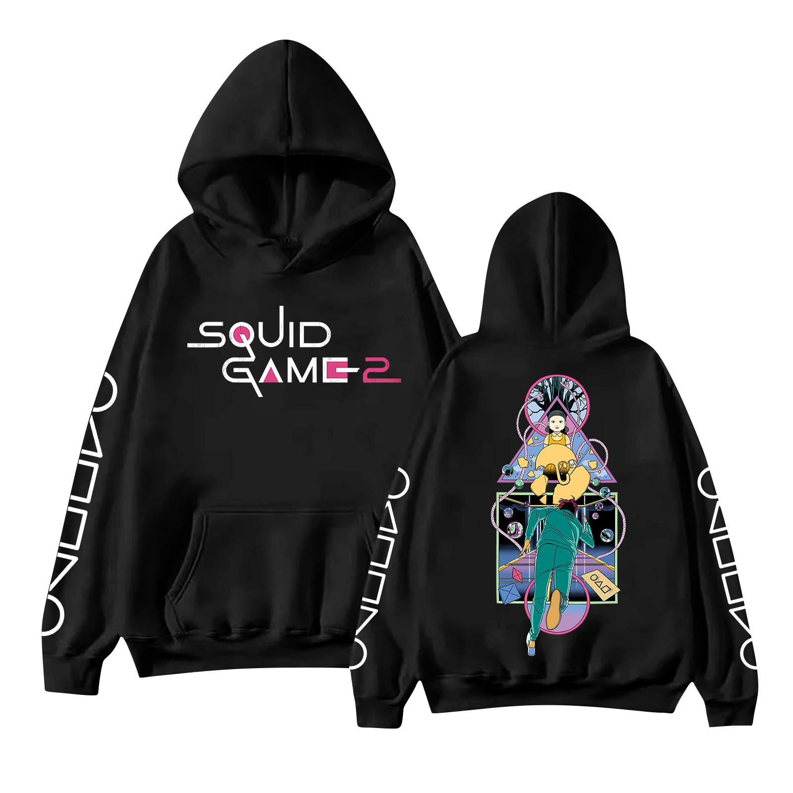 Women Clothing Squid Game Printed Hoodie Women Fashion O Neck Long Sleeve Printed Top Hoodie Sweatshirt Squid Game Pattern Swearshirts for Women