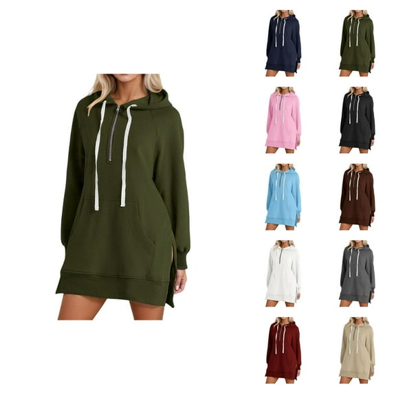 Women Clothing Women's Solid Color Sweatshirt Women's Casual Long Sleeve Hooded Sweatshirt With Pocket Solid Color Loose Fit Comfortable Pullover For Everyday Wear