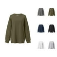 thumbnail image 1 of Women Clothing Women's Solid Color Sweatshirt Women's Fashion Casual Solid Color Crew Neck Loose Long Sleeved Hoodie, 1 of 3