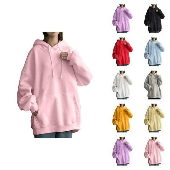 Women Clothing Women's Solid Color Sweatshirt Womens Daily Long Casual Down For Womens Pocket Hooded Sweatshirts Pullover Sleeve Button V Drawstring Hoodies Neck Women's Hoodies Sweatshirts