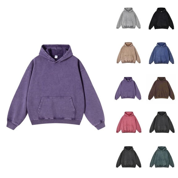 Women Clothing Women's Solid Sweatshirt Distressed Women's Hoodie Oversized Washed Pullover Casual Streetwear Comfortable Soft Lined Sweatshirt For Women