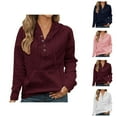 thumbnail image 1 of Women Clothing Women's Solid Sweatshirt Women's Casual Knit Jacquard Long Sleeve Loose Fit Hoodie Sweatshirt Comfortable Pullover For Everyday Wear, 1 of 6