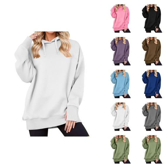 Women Clothing Women's Solid Sweatshirt Women's Casual Long Sleeve Hooded Sweatshirt Solid Color Pullover Fashion Hoodie For Daily Wear Comfortable Loungewear