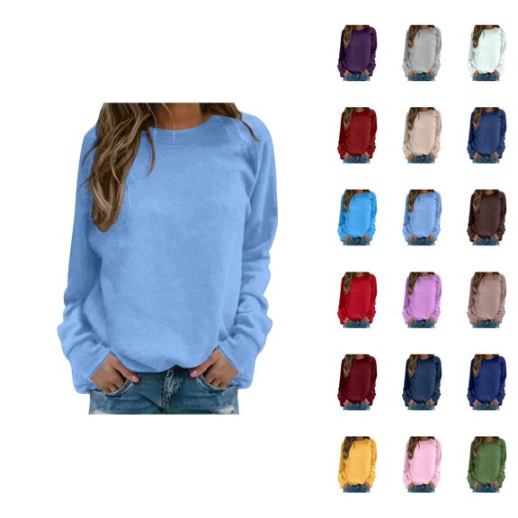Women Clothing Women's Solid Sweatshirt Womens Daily Home Outdoor Workout Long Sleeve O Neck T Shirt Top Printed Sweatshirt Street Blouse Streetwear
