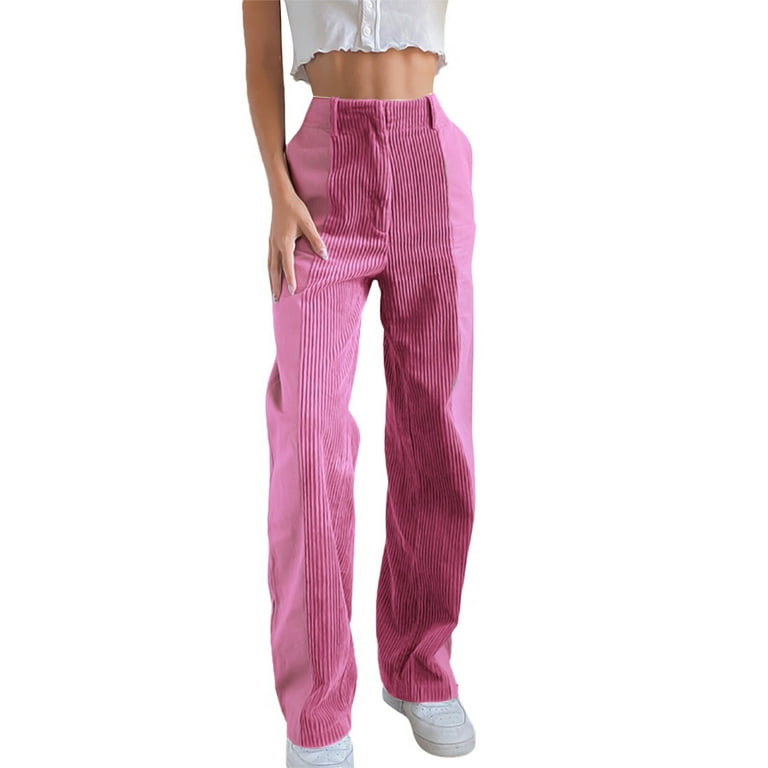 Women Clothing Women's Straight Pants Loose Colorblock Casual