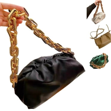Women's Chain Pouch Bag Cloud-Shaped Dumpling Clutch Purse Ruched Chain ...