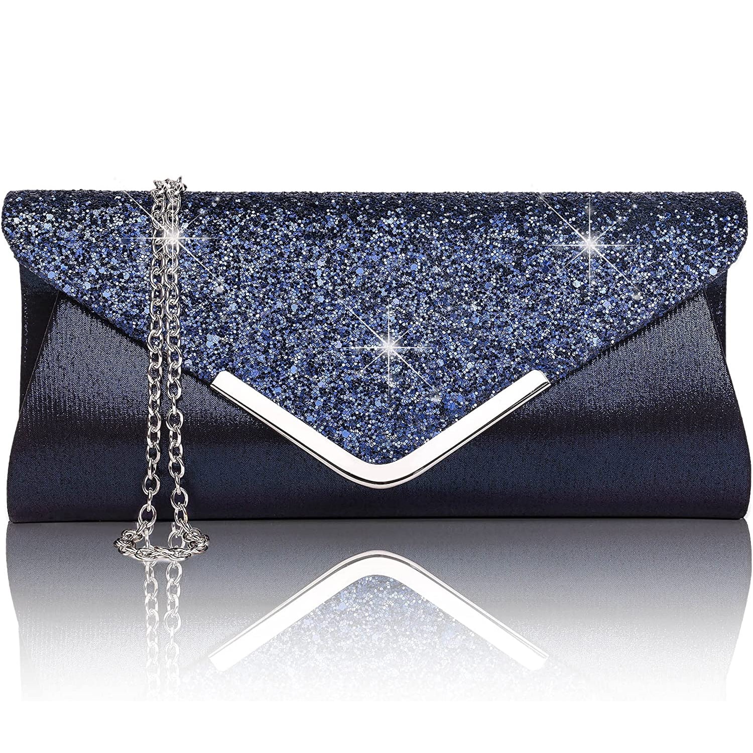 PURSEO Sequin Glitter Sparkle Clutch Evening Handbag / Shoulder Bag / Sling  Purse for Bridal / Wedding / Cocktail Party